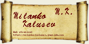 Milanko Kalušev vizit kartica